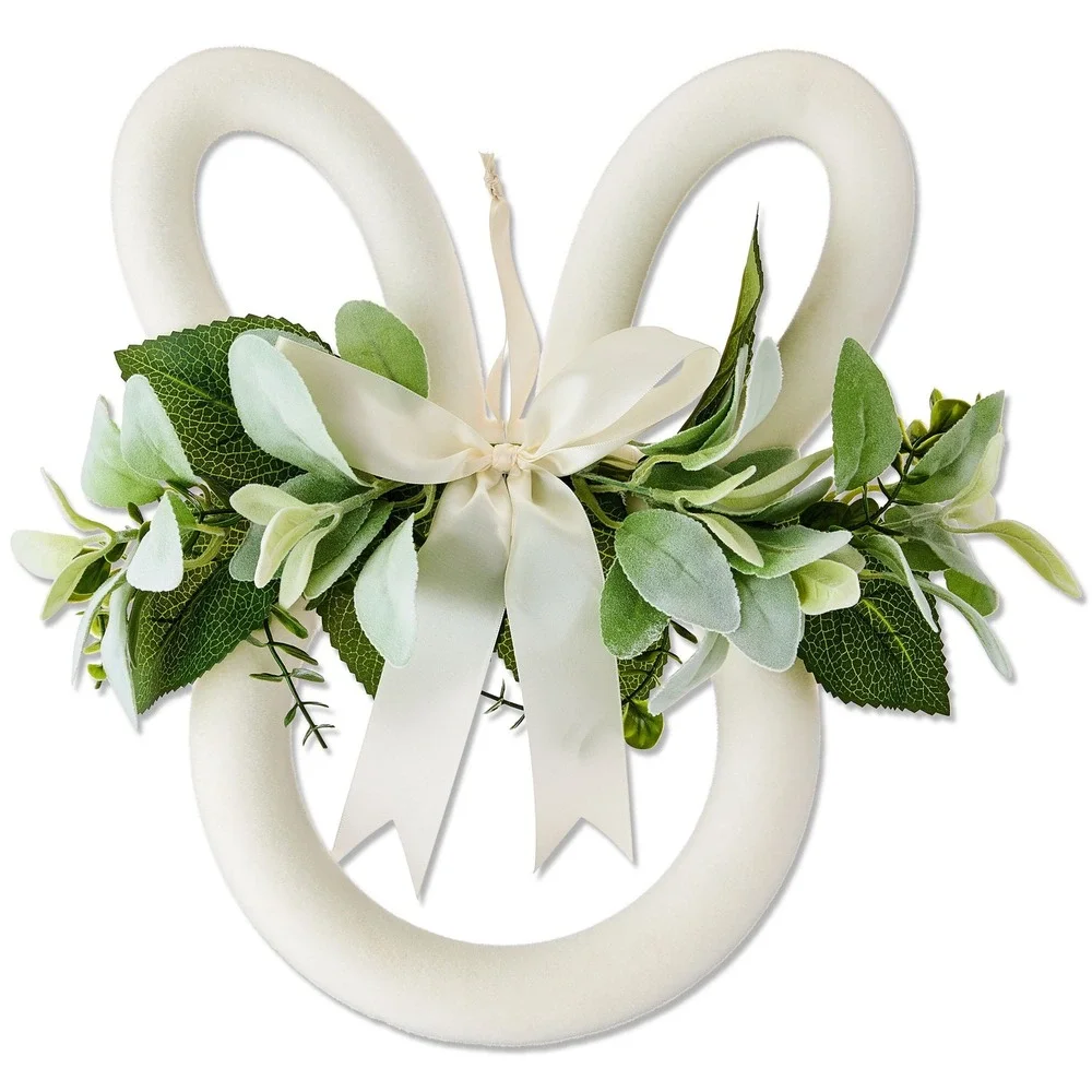 Way To Celebrate Easter Bunny Wreath – Flocked Cream, 14